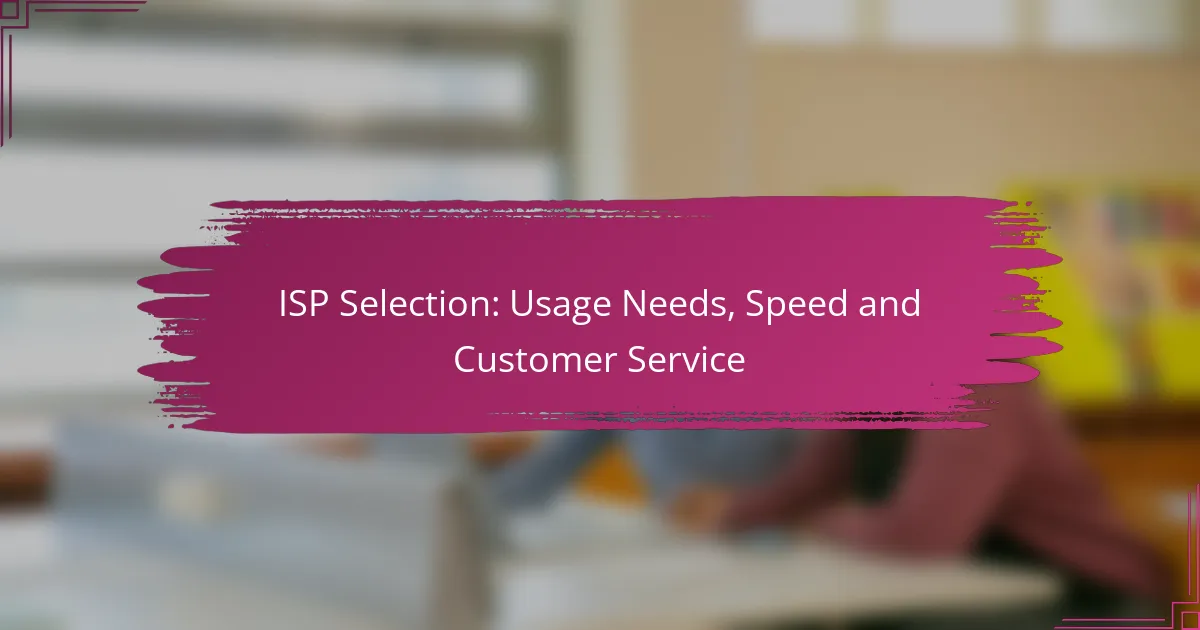 ISP Selection: Usage Needs, Speed and Customer Service