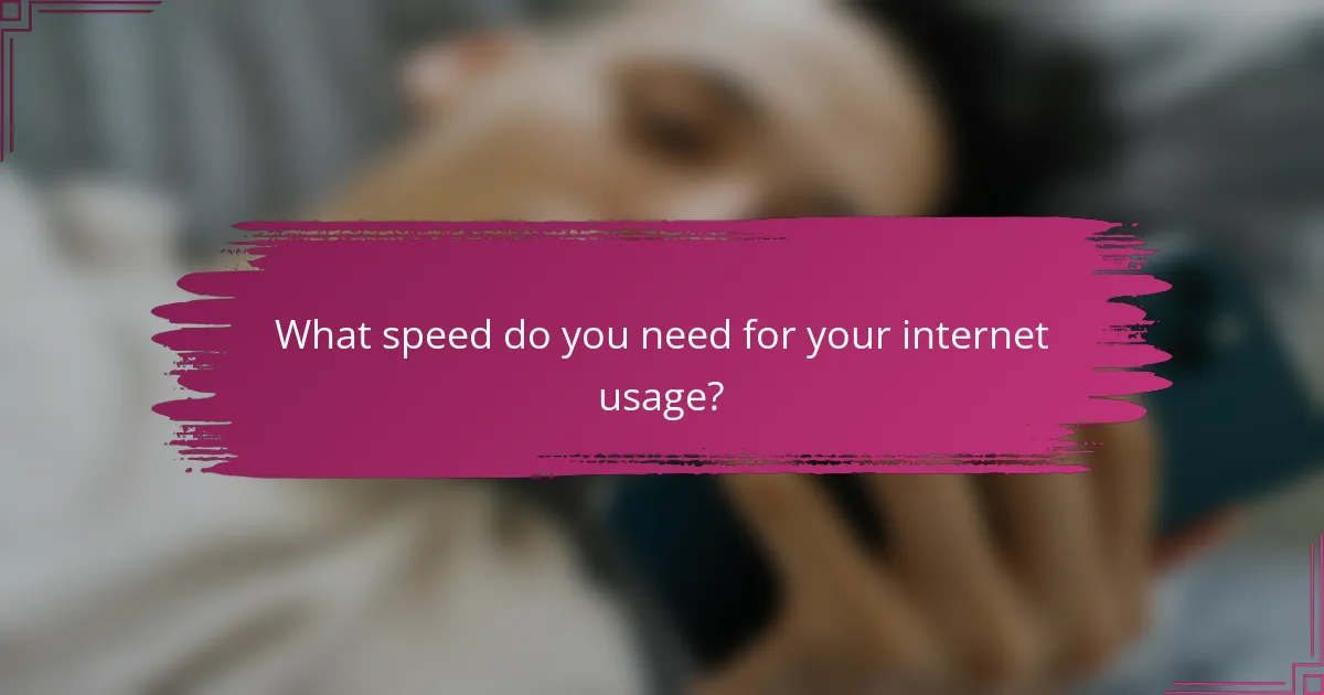 What speed do you need for your internet usage?